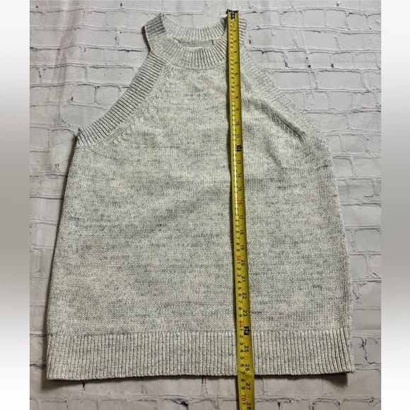 LOFT Womens Large Marled Blue Cream Halter Sleeveless Sweater Tank Top - Picture 8 of 10